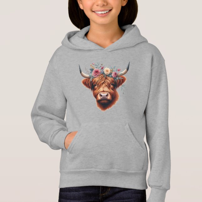 Cute, floral/spring highland cow (Front)