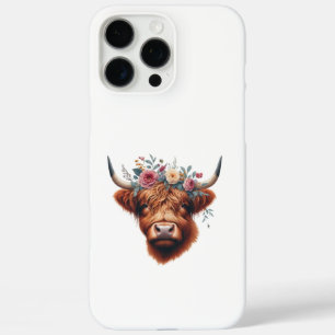 Cute, floral/spring highland cow iPhone 16 pro max case