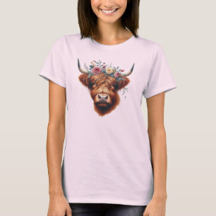 Cute, floral/spring highland cow T-Shirt