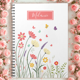 Cute Floral Spring Personalised Notebook