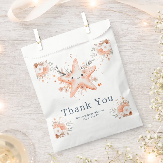 Cute Floral Starfish Baby Shower Favour Bags (Clipped)