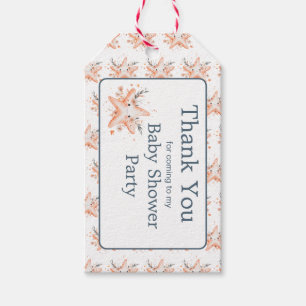 Cute Floral Starfish Baby Shower Gift Tags