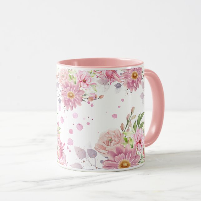 Cute Floral Sublimation Mug (Front Right)