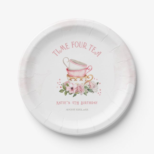 Cute Floral Teacups  Paper Plate (Front)