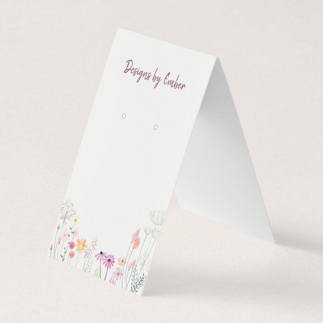 Cute Floral Tent-Folding Earring Display Card (Front)