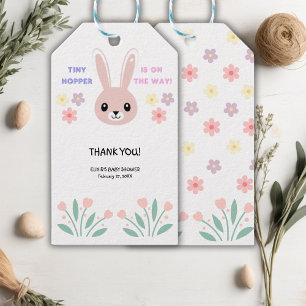 Cute Floral Tiny Hopper Bunny Baby Shower Gift Tags