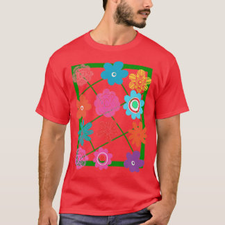Cute Floral Trellis with Funky Colourful Summer Fl T-Shirt