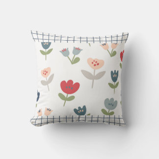 Cute Floral Tulip Farmhouse Country Pattern Cushion