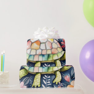 Cute floral turtle Wrapping Paper