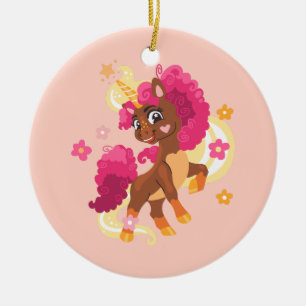 Cute floral unicorn Ceramic Tree Decoration