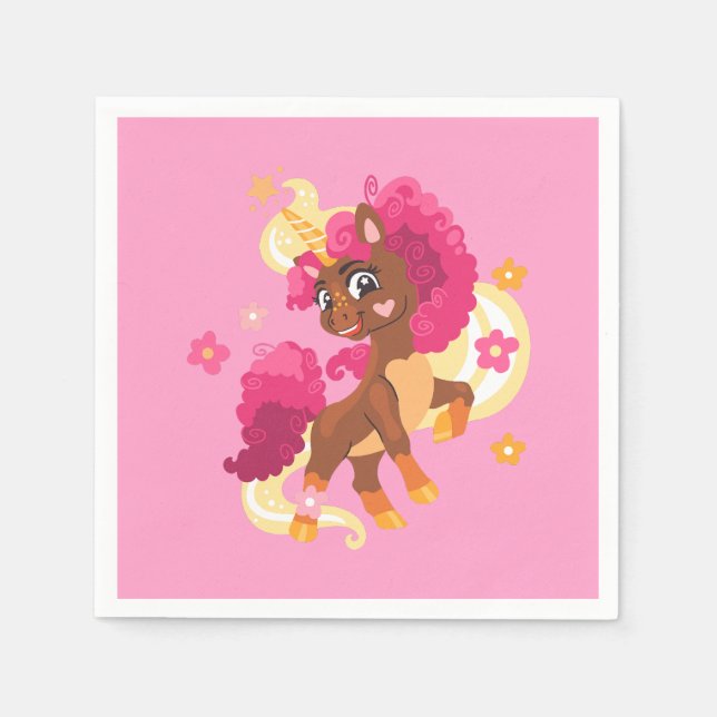  Cute floral unicorn Napkin (Front)