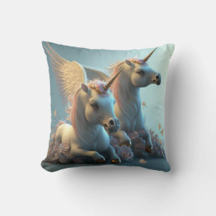 Cute floral Unicorns flying little pony  Cushion