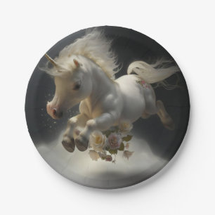 Cute floral Unicorns flying little pony   Paper Plate