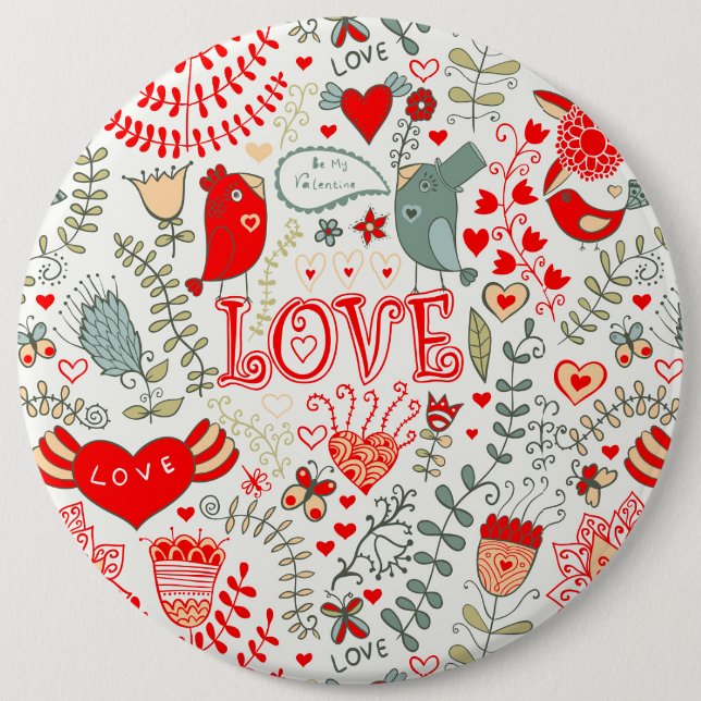 Cute Floral Valentines Design 6 Cm Round Badge (Front)