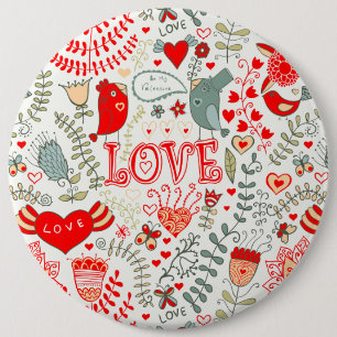 Cute Floral Valentines Design 6 Cm Round Badge