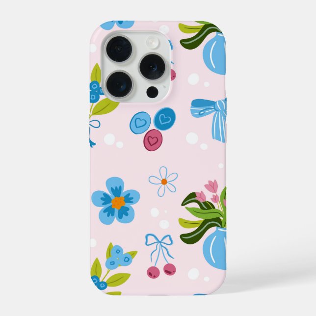 Cute Floral Vase Seamless Pattern  iPhone Case (Back)