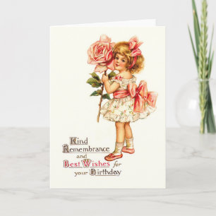 Cute Floral Vintage Birthday Greetings Card