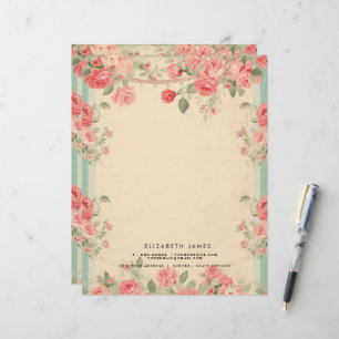 Cute Floral Vintage Valentines Day Personised Custom Letterhead
