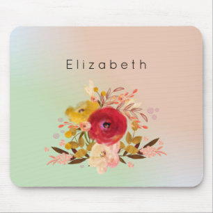 Cute Floral Watercolor Bouquet Personalised Mouse Mat