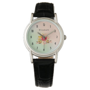 Cute Floral Watercolor Bouquet Personalised Watch