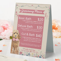 Cute Floral Watercolor Dog Grooming Services Menu 