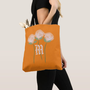 Cute Floral Watercolor Pink  Rose Orange Fall Tote Bag