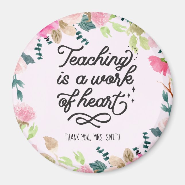 Cute Floral Watercolor Teacher Appreciation Magnet (Front)