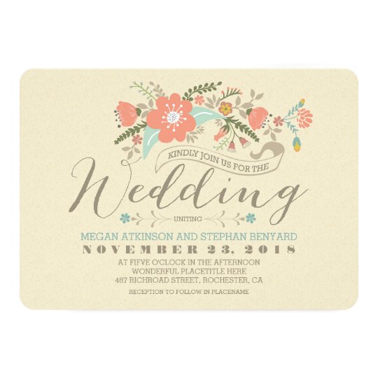 Cute floral wedding invitation