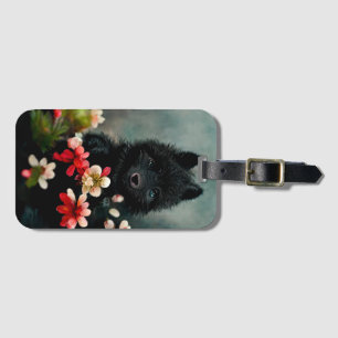 Cute floral wild animal luggage tag