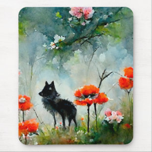 Cute floral wild animal mouse pad