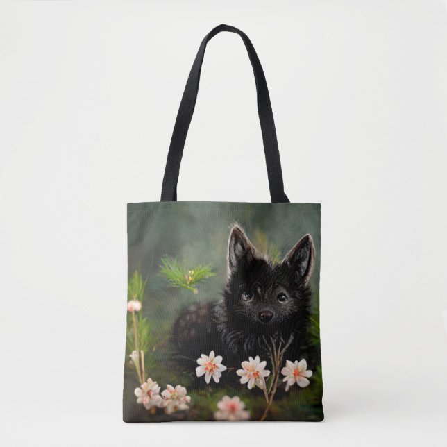 Cute floral wild animal  tote bag (Front)