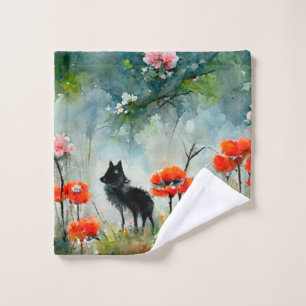 Cute floral wild animal   wash cloth