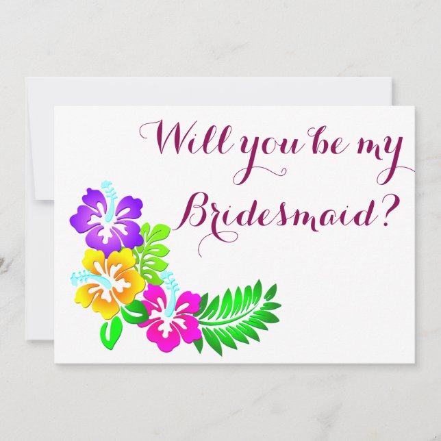 Cute Floral Will You Be My Bridesmaid Invitation (Front)