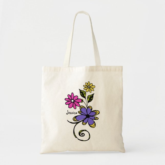 Cute Floral Womens Canvas Tote Bag (Front)