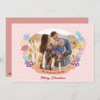 cute floral wreath blush pink Christmas photo
