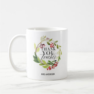 cute floral wreath elegant teacher   coffee mug