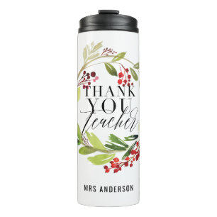 cute floral wreath elegant teacher  thermal tumbler