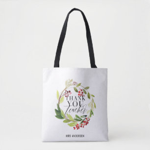 cute floral wreath elegant teacher  tote bag