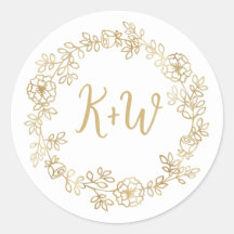 Cute Floral Wreath Wedding Initials Monogram