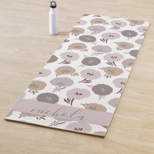 Cute Florals Grey Violet Yoga Mat