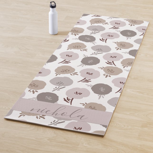 Cute Florals Grey Violet Yoga Mat (In Situ)