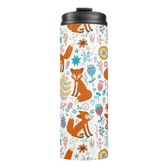 Cute flores and flowers pattern thermal tumbler (Front)