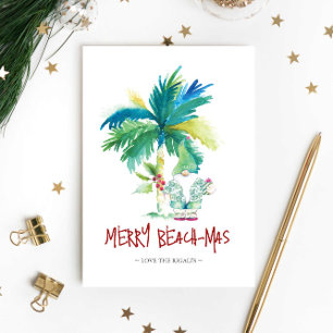 Cute Florida Santa Watercolor Christmas  Card