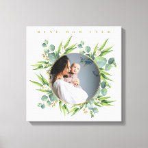 Cute flourish watercolor green leaves photo frame