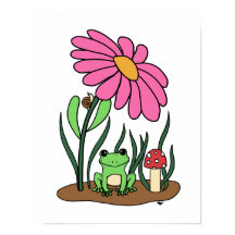 Cute Flower and Frog Poster 