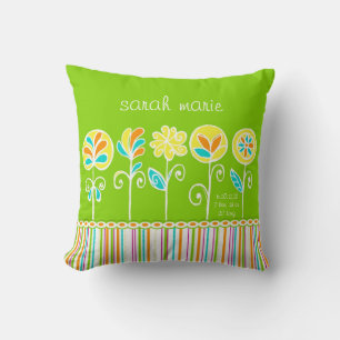 Cute Flower and Stripes Customisable Baby Cushion