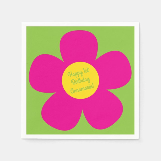 Cute Flower Birthday Party Napkin (Front)