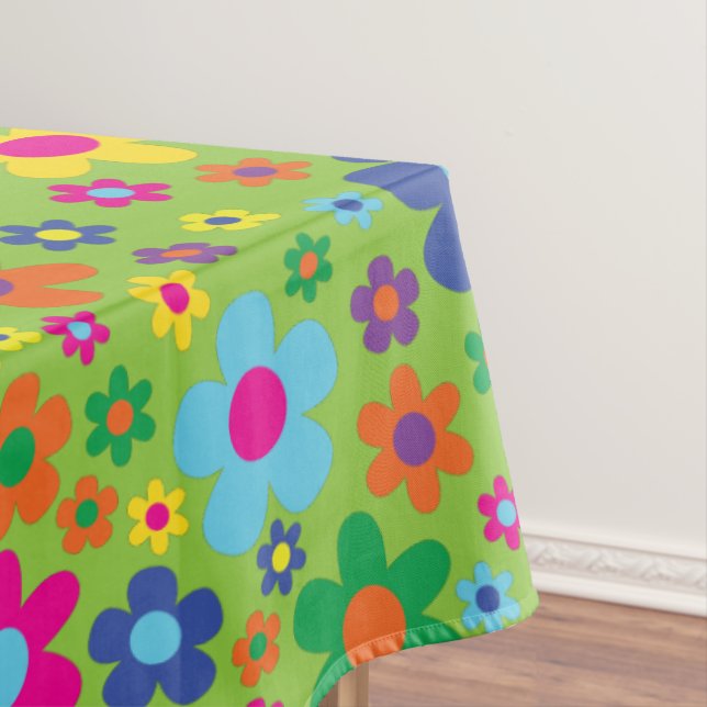 Cute Flower Birthday Party Tablecloth (In Situ)