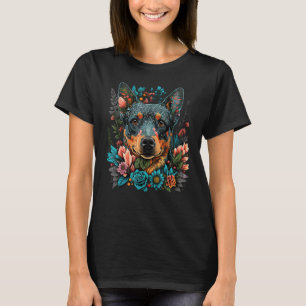 Cute Flower Blue Heeler summer Floral Australian C T-Shirt