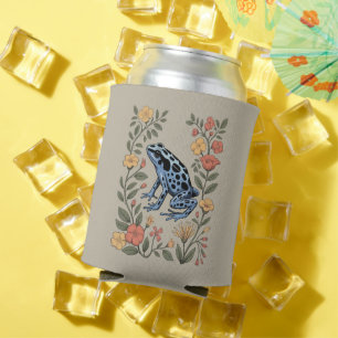 Cute Flower Blue Poison Dart Frog Toad  Frog Lover Can Cooler